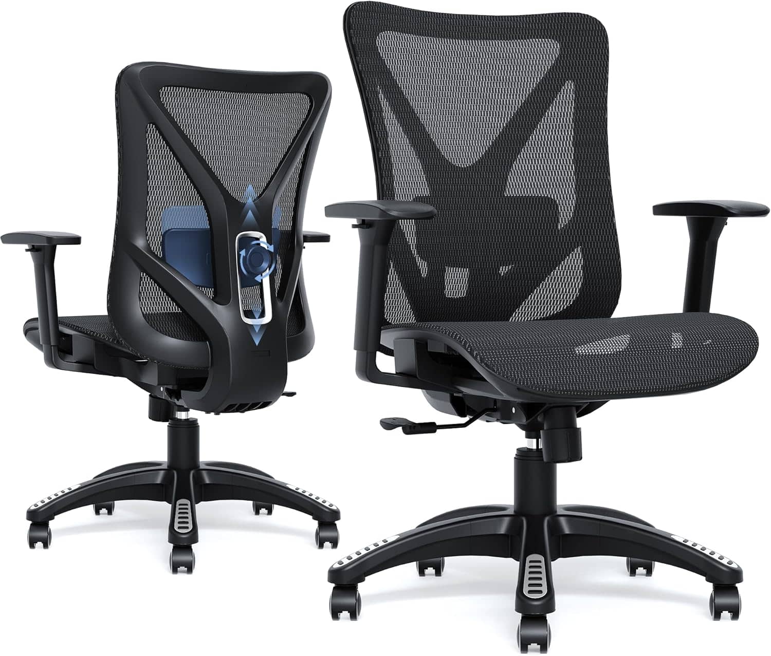 MOLENTS Ergonomic Office Chair, Mesh with Adjustable Lumbar Support, 3D Armrests, Tilt Function, Wide Seat