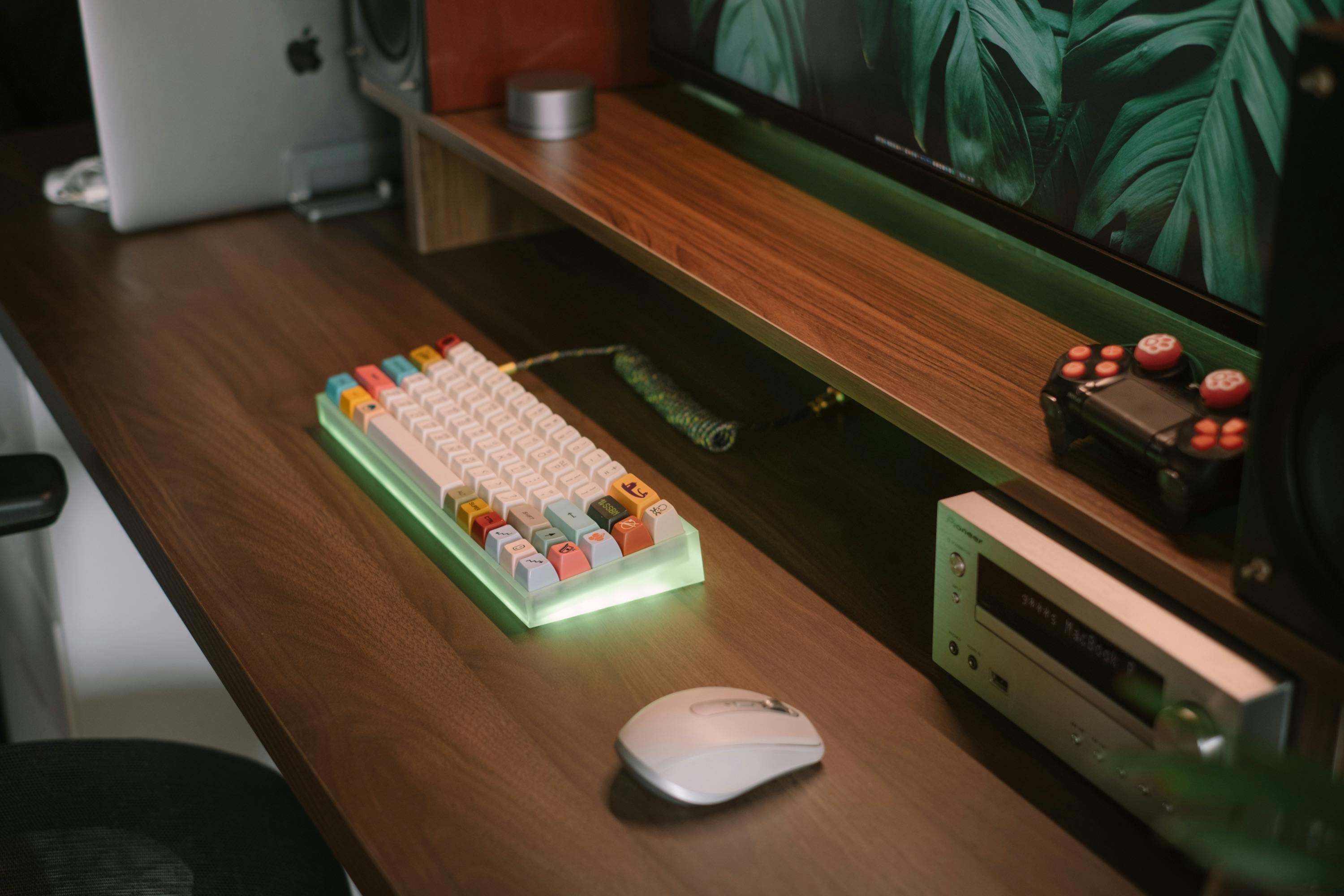 Purple themed desk setup featuring Sanrio characters